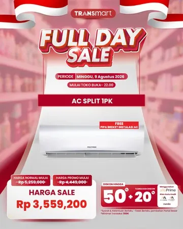 Diskon Besar AC Split 1PK di Transmart Full Day Sale 9 Agustus 2026